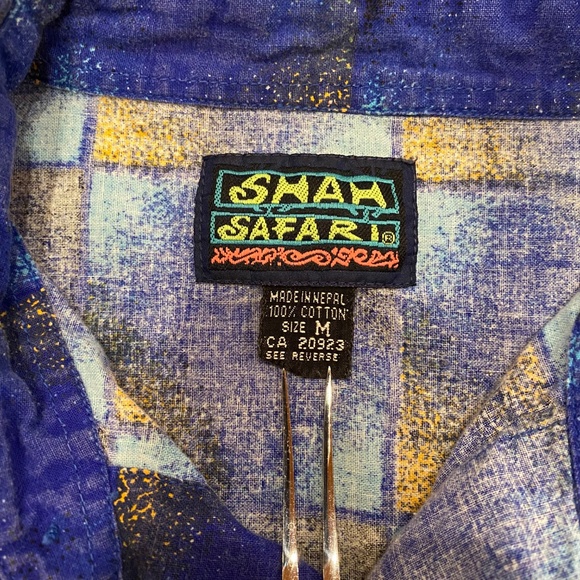 VTG 90s Shah Safari Vibrant Short Sleeve Button Up Shirt - Picture 3 of 7